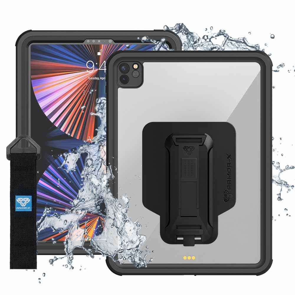 ARMOR-X - IP68 Waterproof Case with Hand Strap for 12.9-inch iPad Pro ( 6th/5th ) [ Black ]