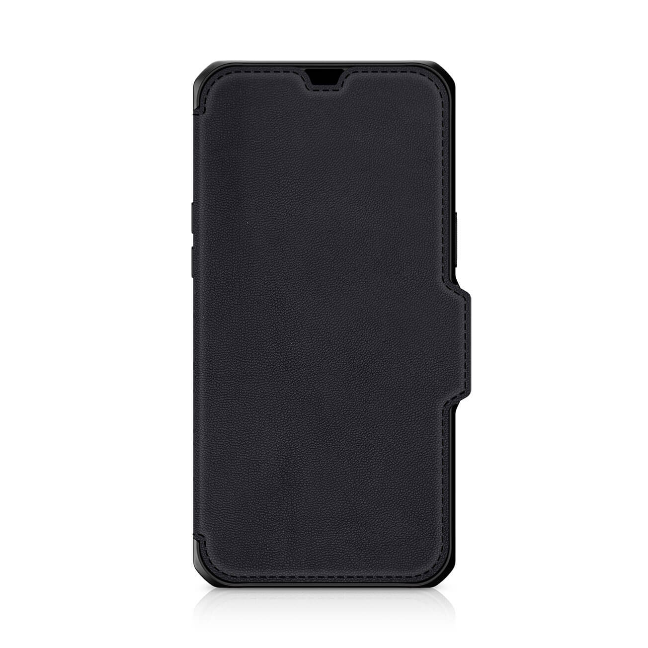 ITSKINS - Hybrid Folio Leather for iPhone 13 [ Black with real leather ]