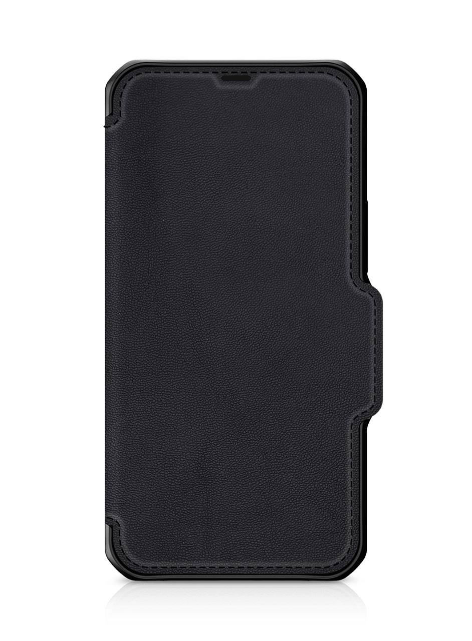 ITSKINS - Hybrid Folio Leather for iPhone 12/12 Pro [ Black with RE:CYCLED Leather ]