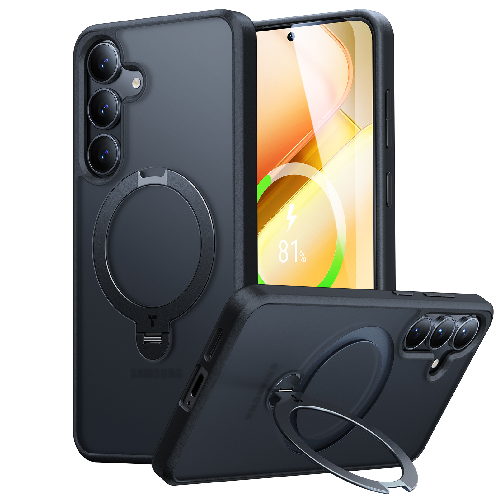 Torras - Ostand Spin for Galaxy S25 [ Black ]