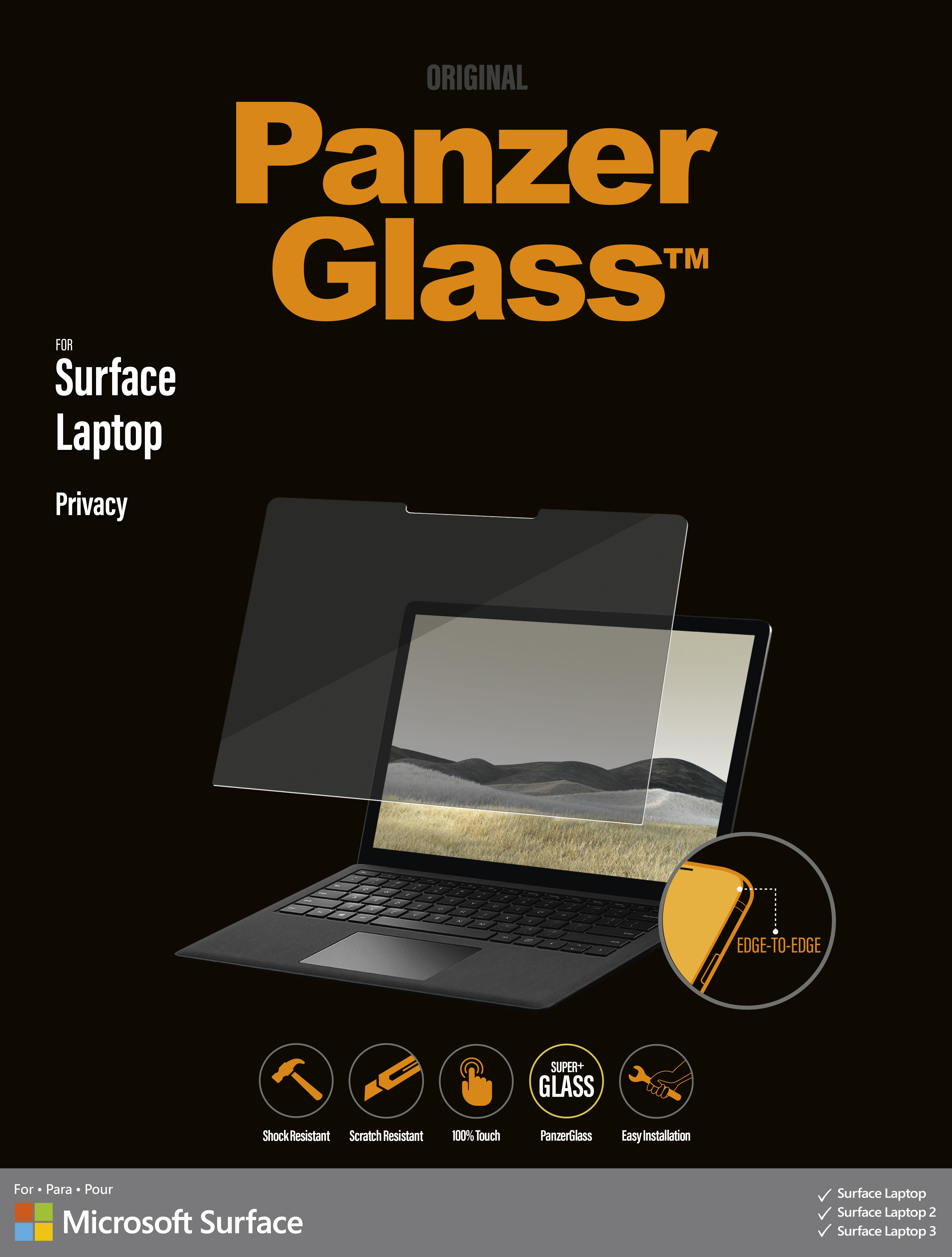 PanzerGlass - Privacy Screen Protector for Surface Laptop 4/3/2/1 13.5-inch
