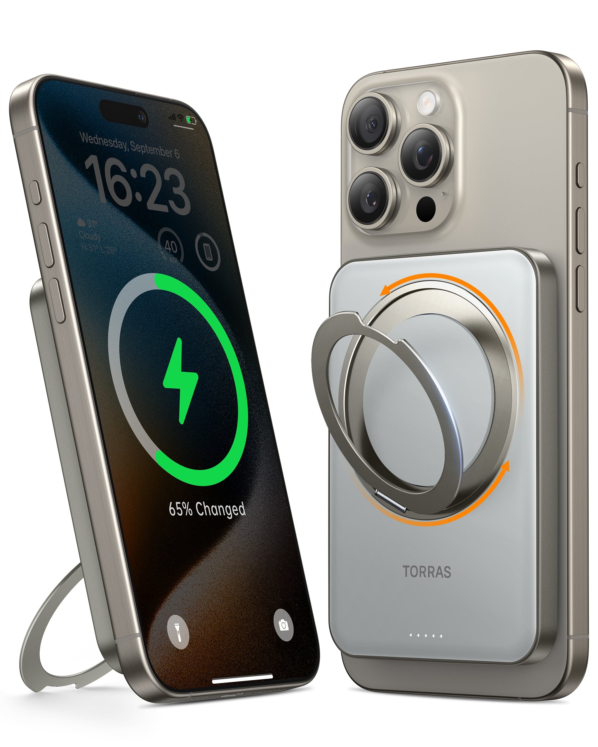 Torras - 5000mAh Ostand MagSafe対応 モバイル バッテリー [ Grey ]