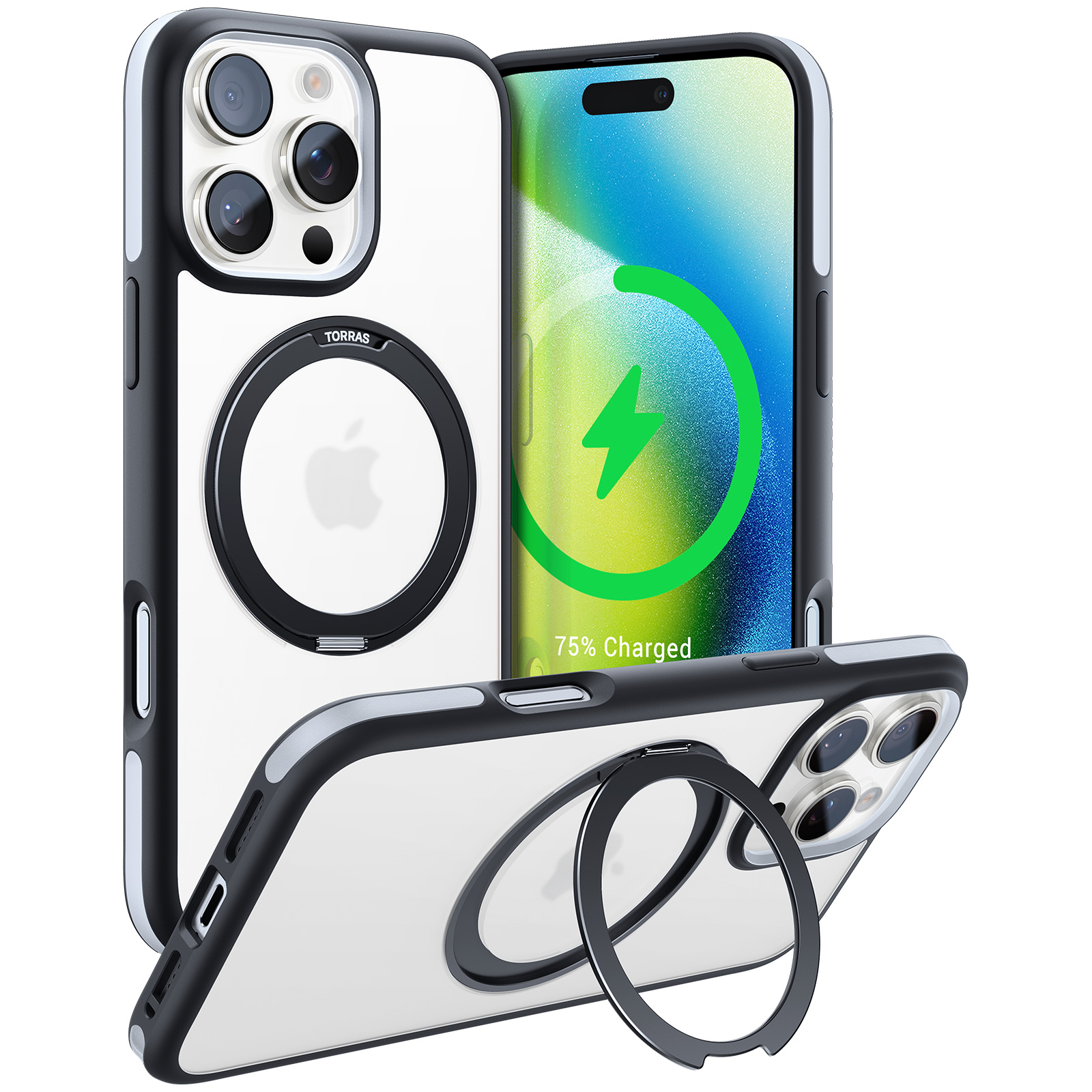 Torras - Ostand R Fusion case  for iPhone 16 Pro [ Black ]
