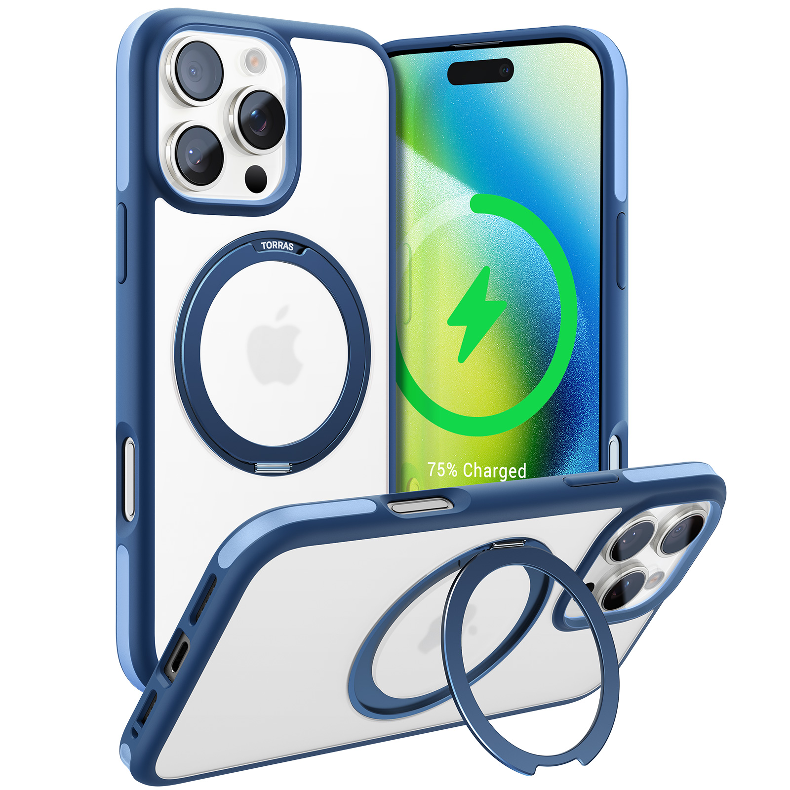 Torras - Ostand R Fusion case  for iPhone 16 Pro MAX [ Navy Blue ]