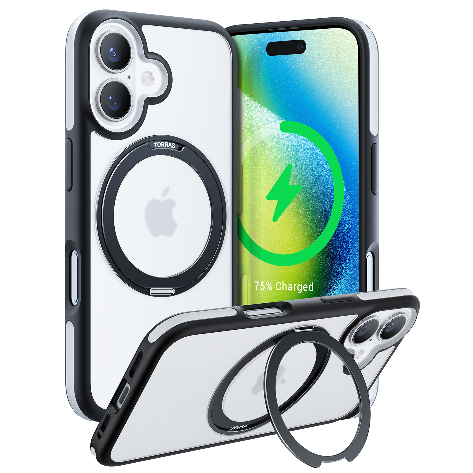 Torras - Ostand R Fusion case  for iPhone 16[ Black ]