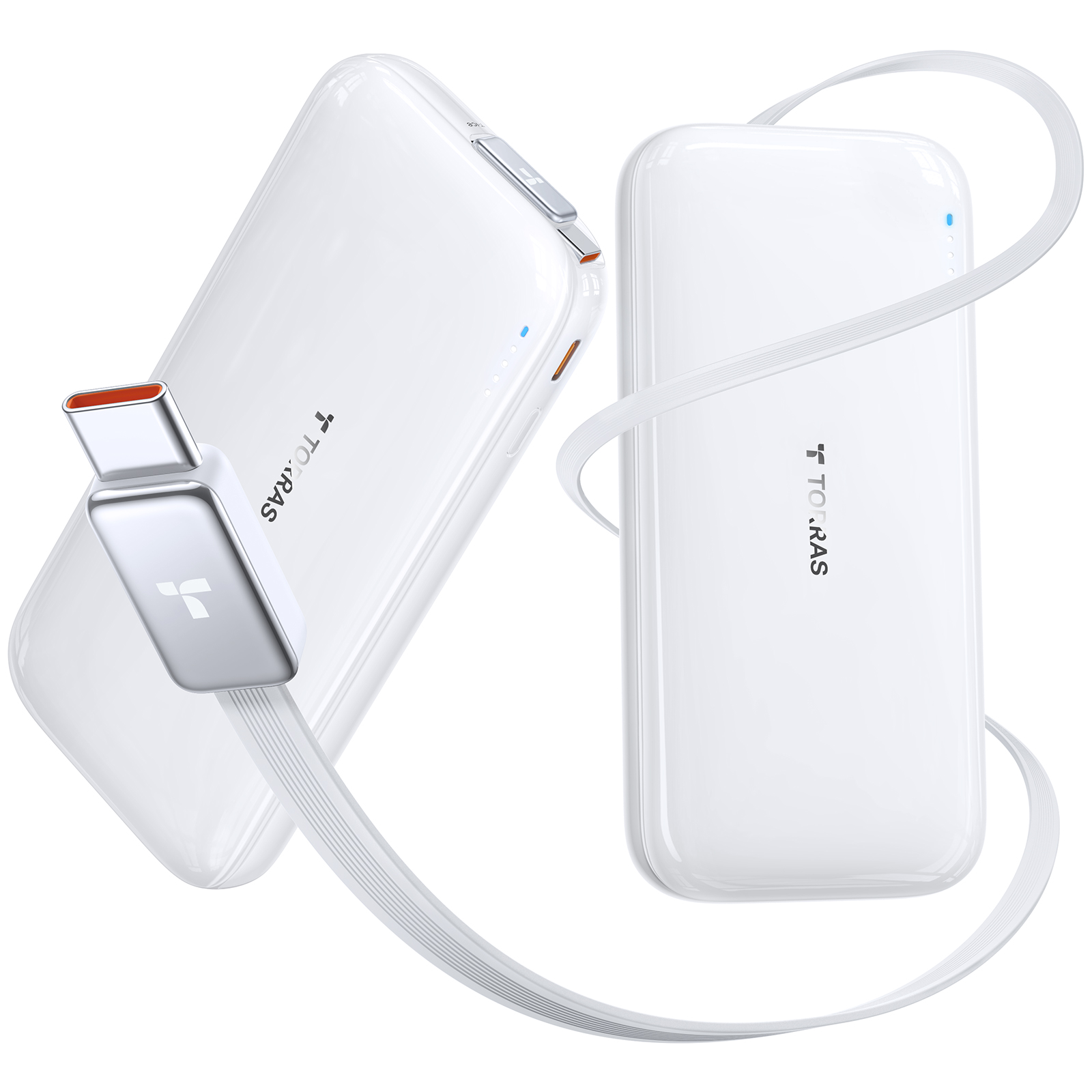 Torras - FlexLine 10000mAh Powerbank モバイル バッテリー [ White ]