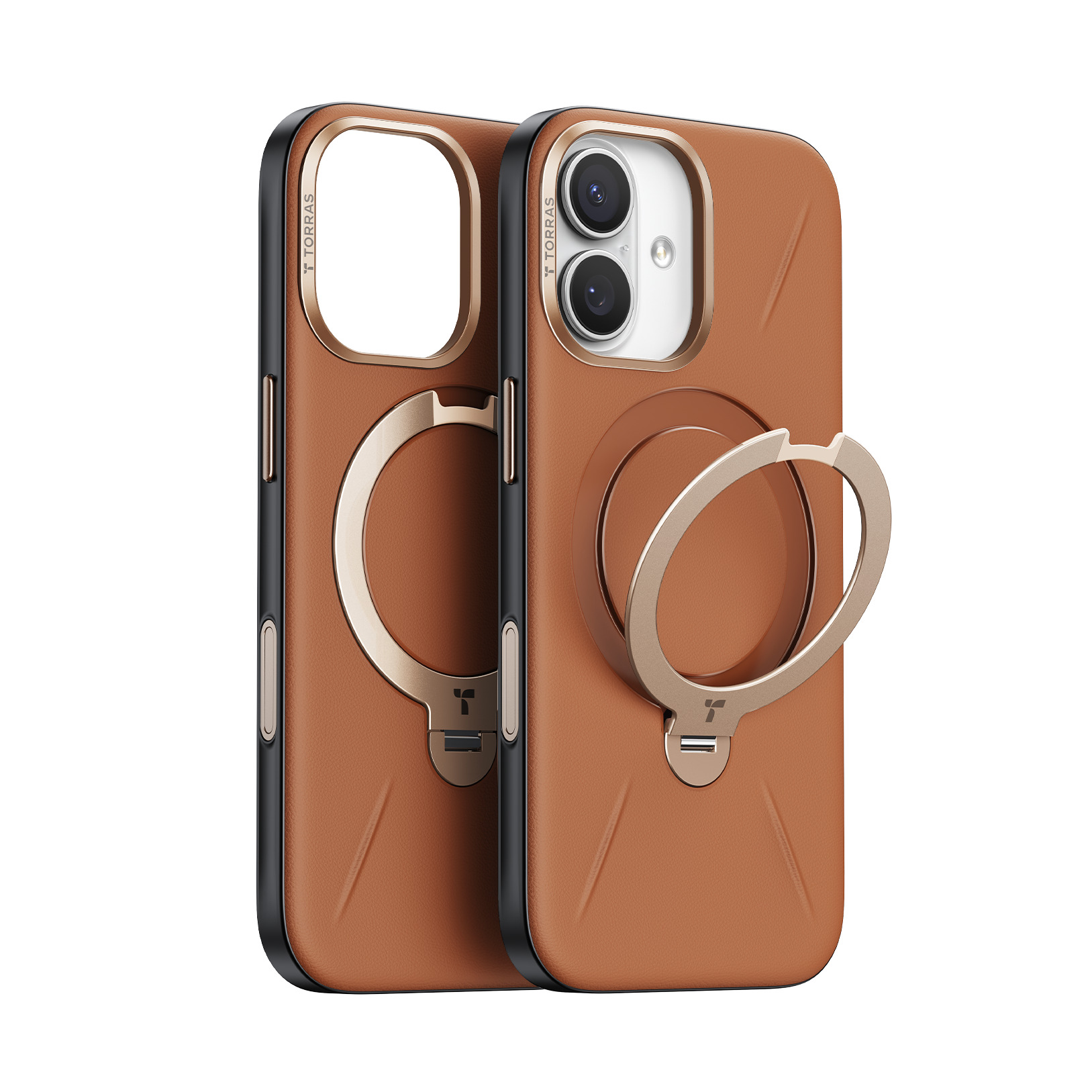Torras - Ostand Q3 レザートーン Case for iPhone 17 [ Brown ]