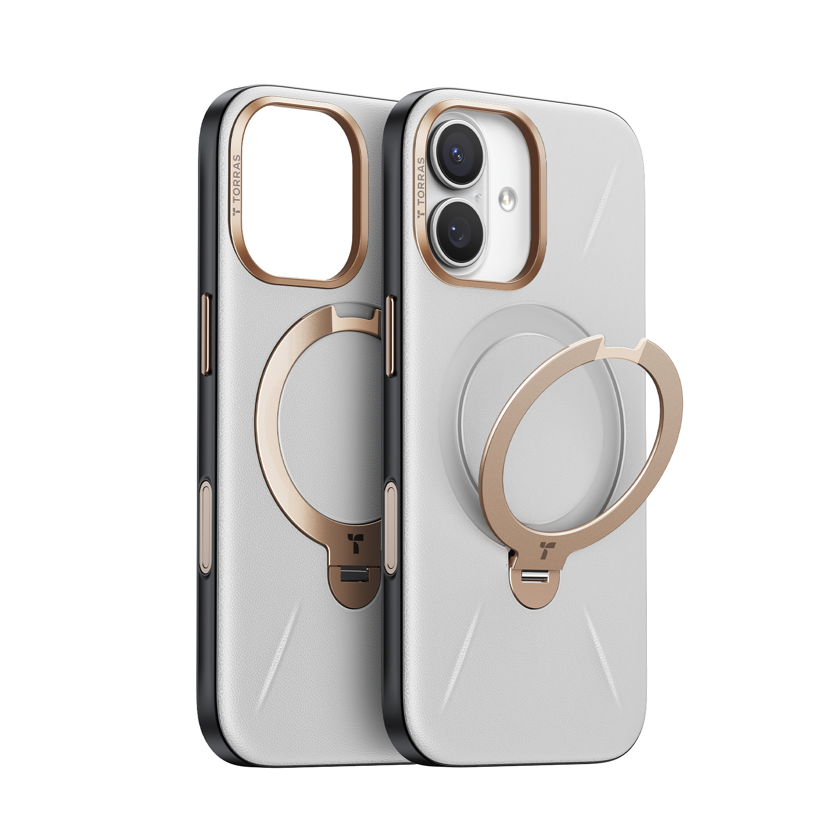 Torras - Ostand Q3 レザートーン Case for iPhone 17 [ Grey ]