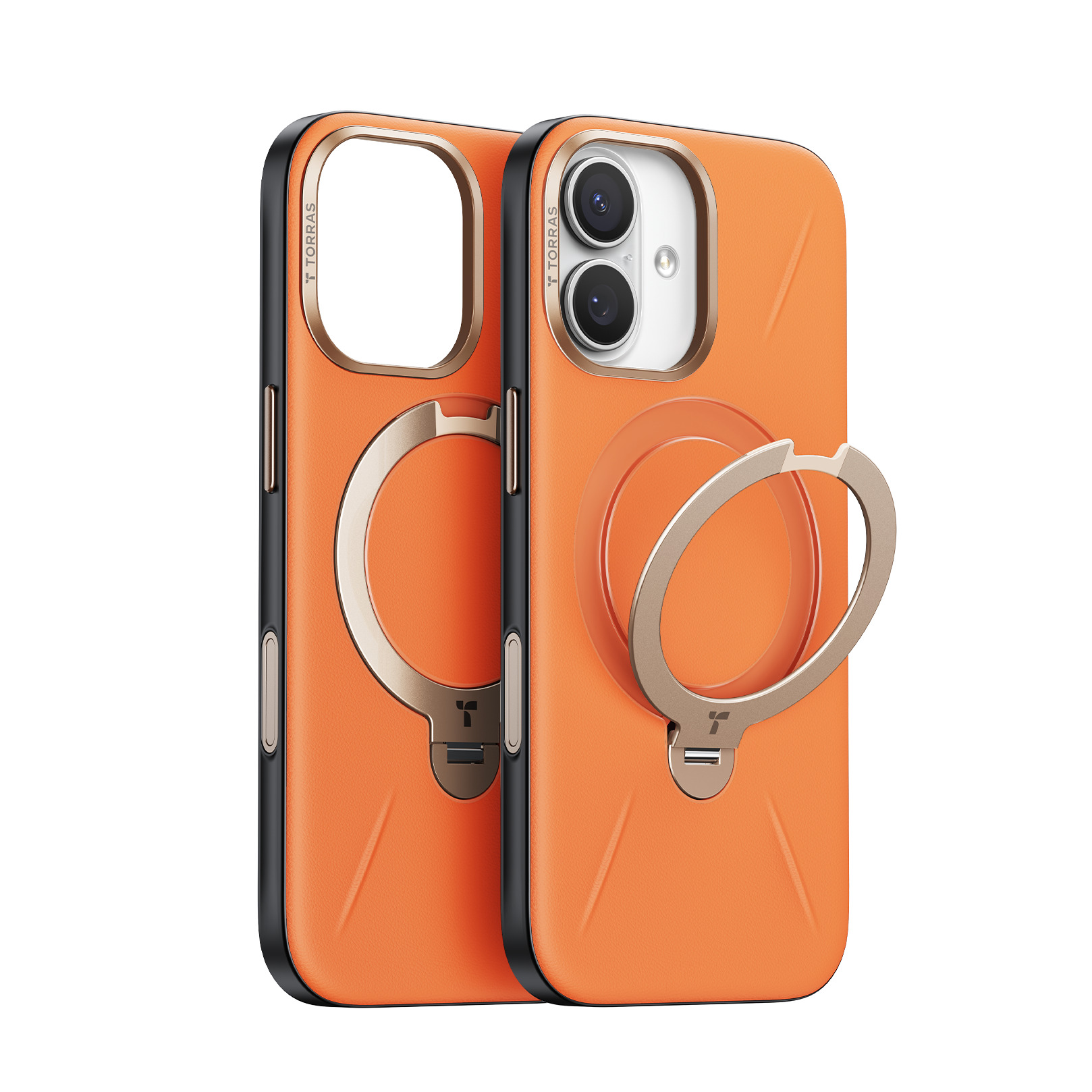 Torras - Ostand Q3 レザートーン Case for iPhone 17 [ Orange ]