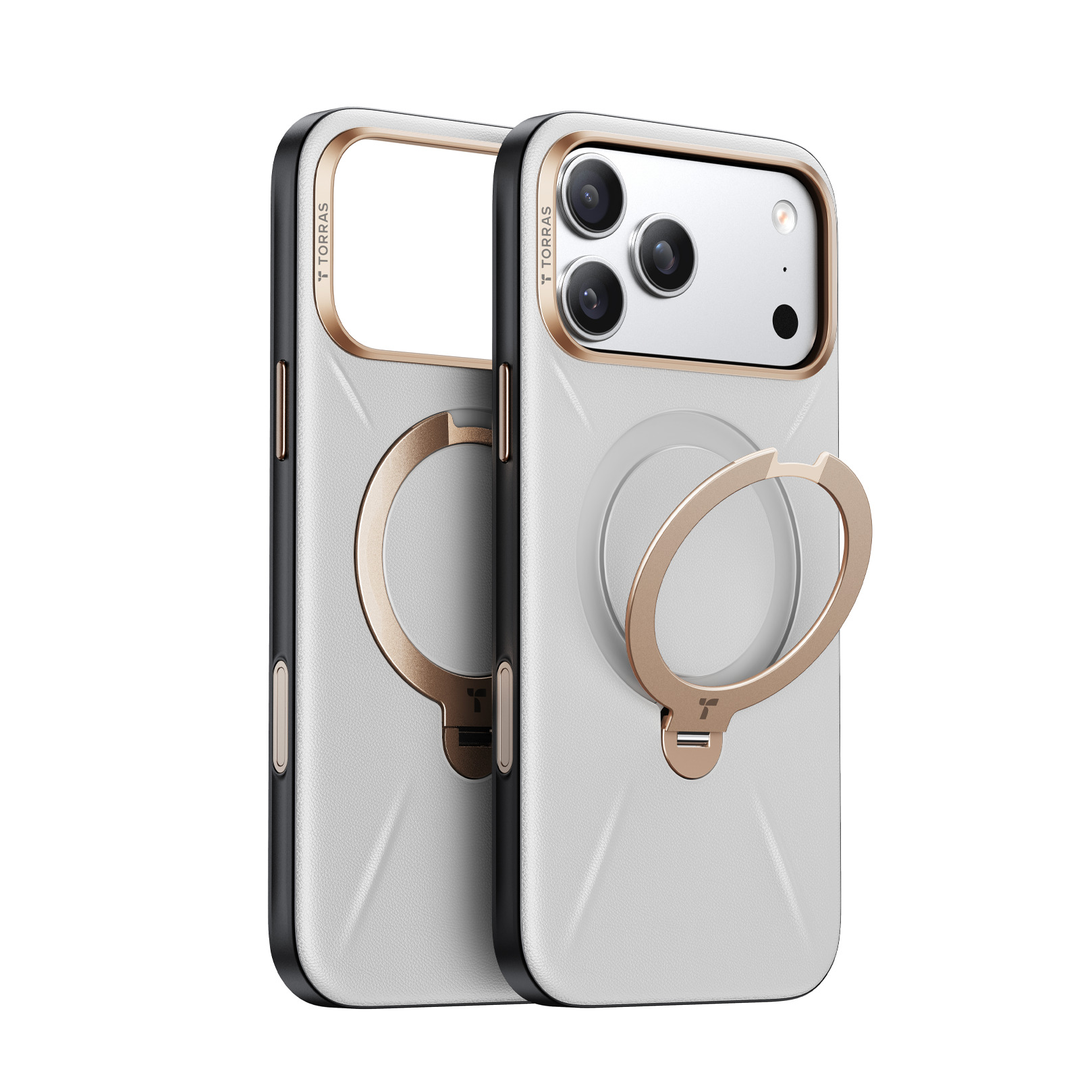 Torras - Ostand Q3 レザートーン Case for iPhone 17 Pro [ Grey ]