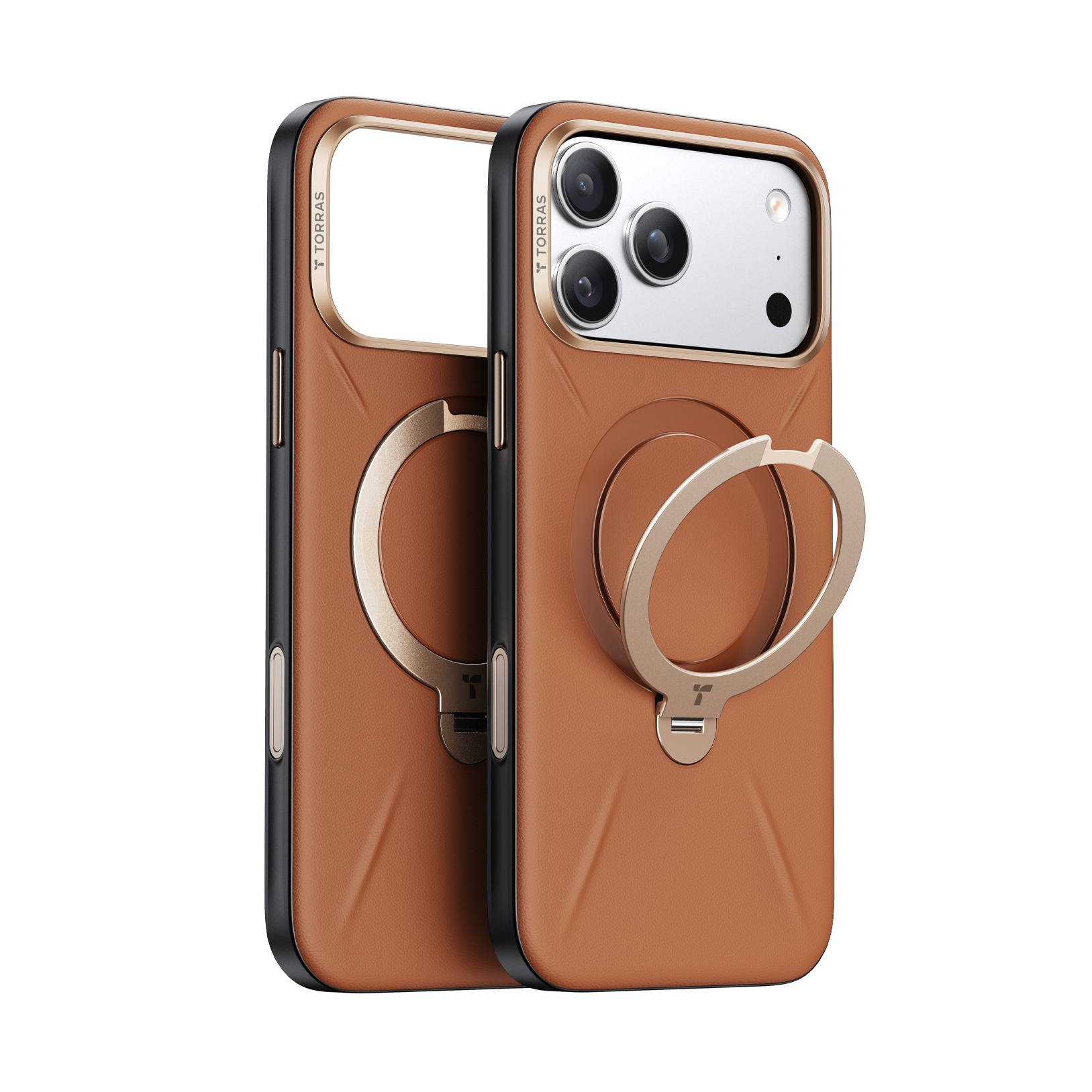 Torras - Ostand Q3 レザートーン Case for iPhone 17 Pro MAX [ Brown ]