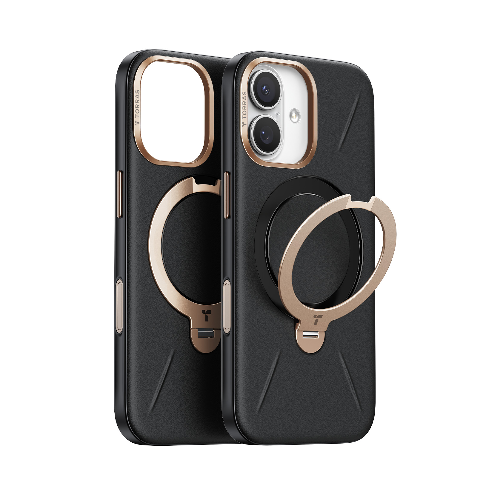Torras - Ostand Q3 レザートーン Case for iPhone 17 [ Black ]