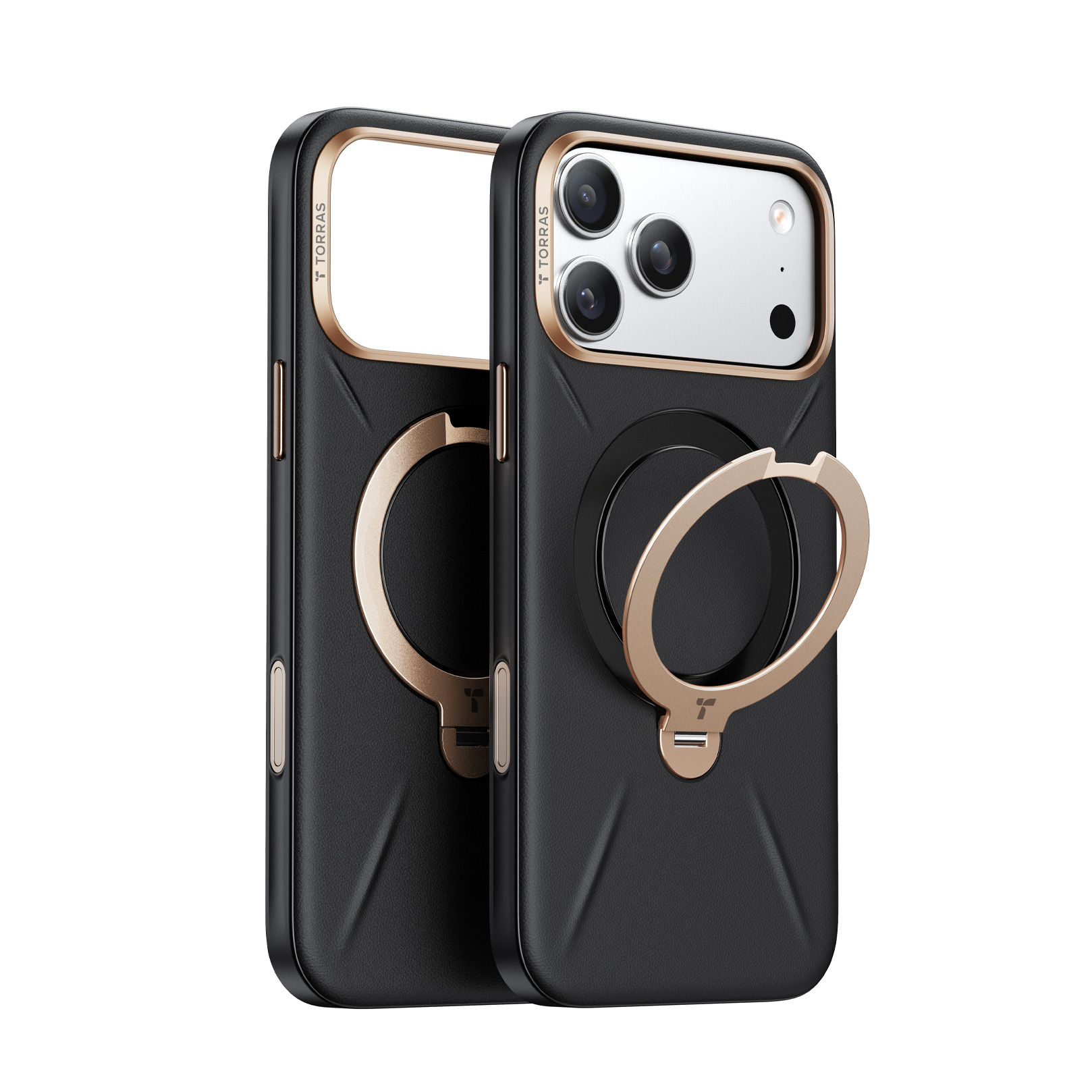 Torras - Ostand Q3 レザートーン Case for iPhone 17 Pro MAX [ Black ]