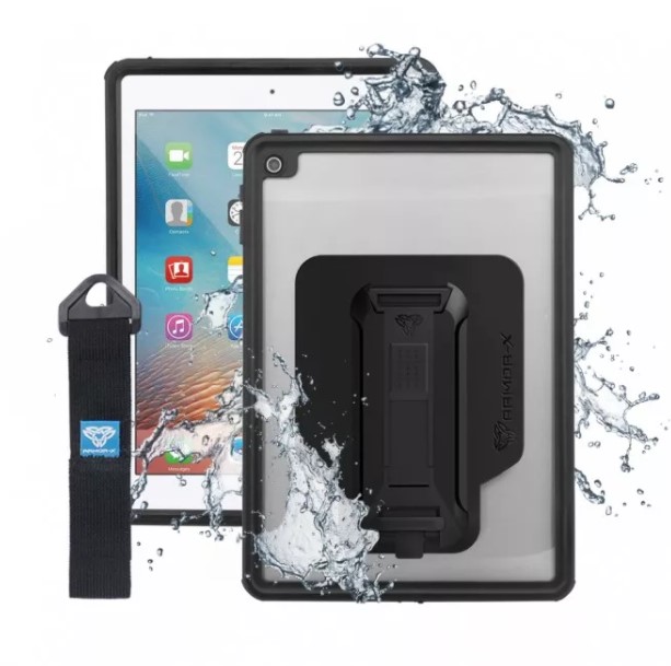 ARMOR-X - IP68 Waterproof Case with Hand Strap for iPad Air ( 2nd )/9.7-inch iPad Pro [ Black ]