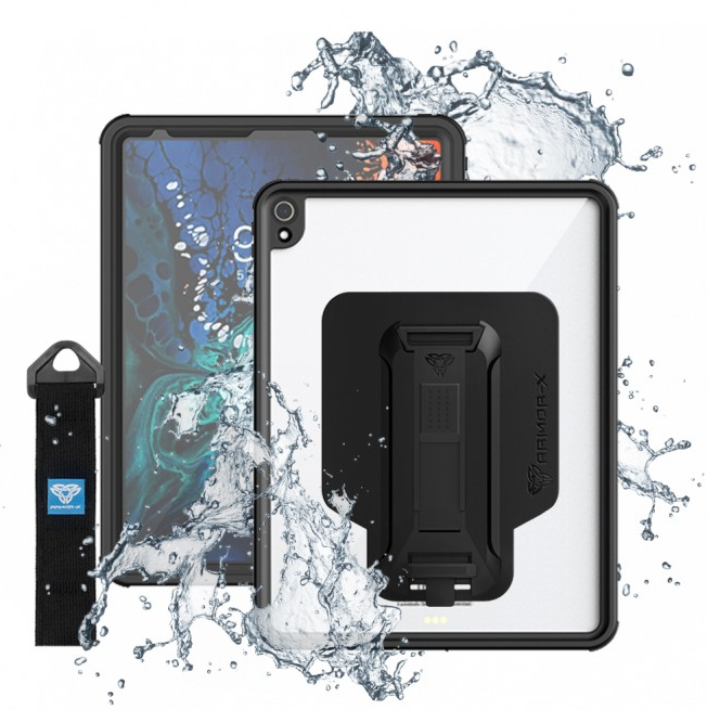 ARMOR-X - IP68 Waterproof Protective Case with new Adaptor and Hand Strap for 12.9-inch iPad Pro ( 3rd ) [ Black ]