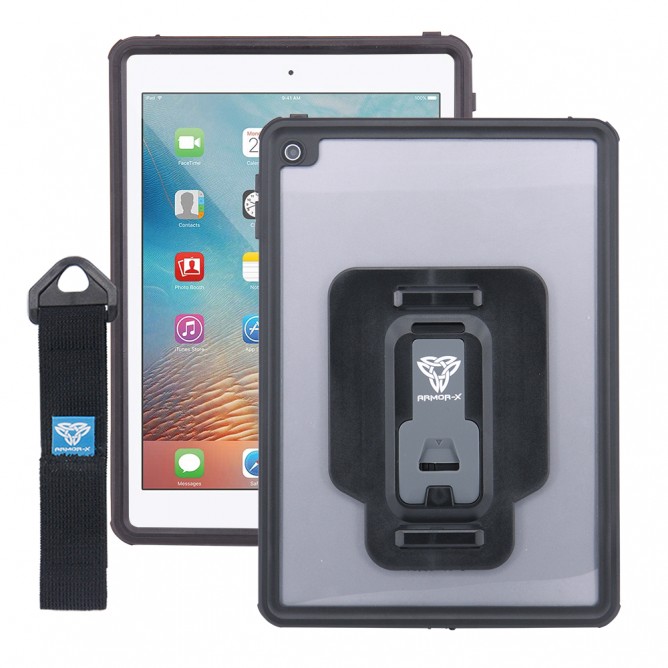 ARMOR-X - IP68 Waterproof Case with Hand Strap for iPad mini ( 4th ) [ Black ]
