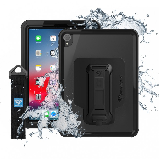 ARMOR-X - IP68 Waterproof Case with Hand Strap for 11-inch iPad Pro ( 1st ) [ Black ]
