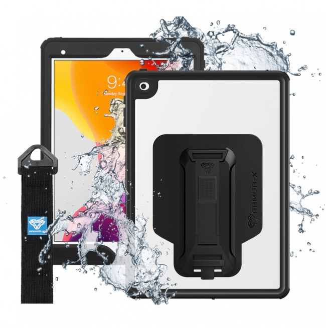 ARMOR-X - IP68 Waterproof Case with Hand Strap for iPad ( 9th/8th/7th ) [ Black ]