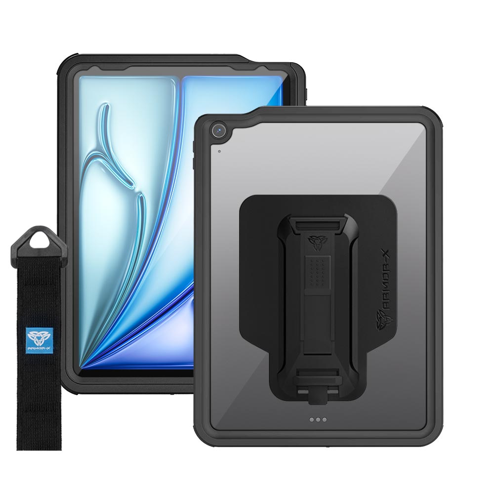 ARMOR-X - IP68 Waterproof Case with Hand Strap for 11-inch iPad Air (M2)/iPad Air ( 5th/4th ) [ Black ]