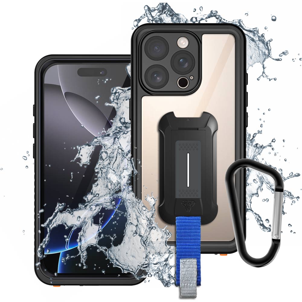 ARMOR-X - IP68 Waterproof Case with Hand Strap for iPhone 16 Pro [ Black ]