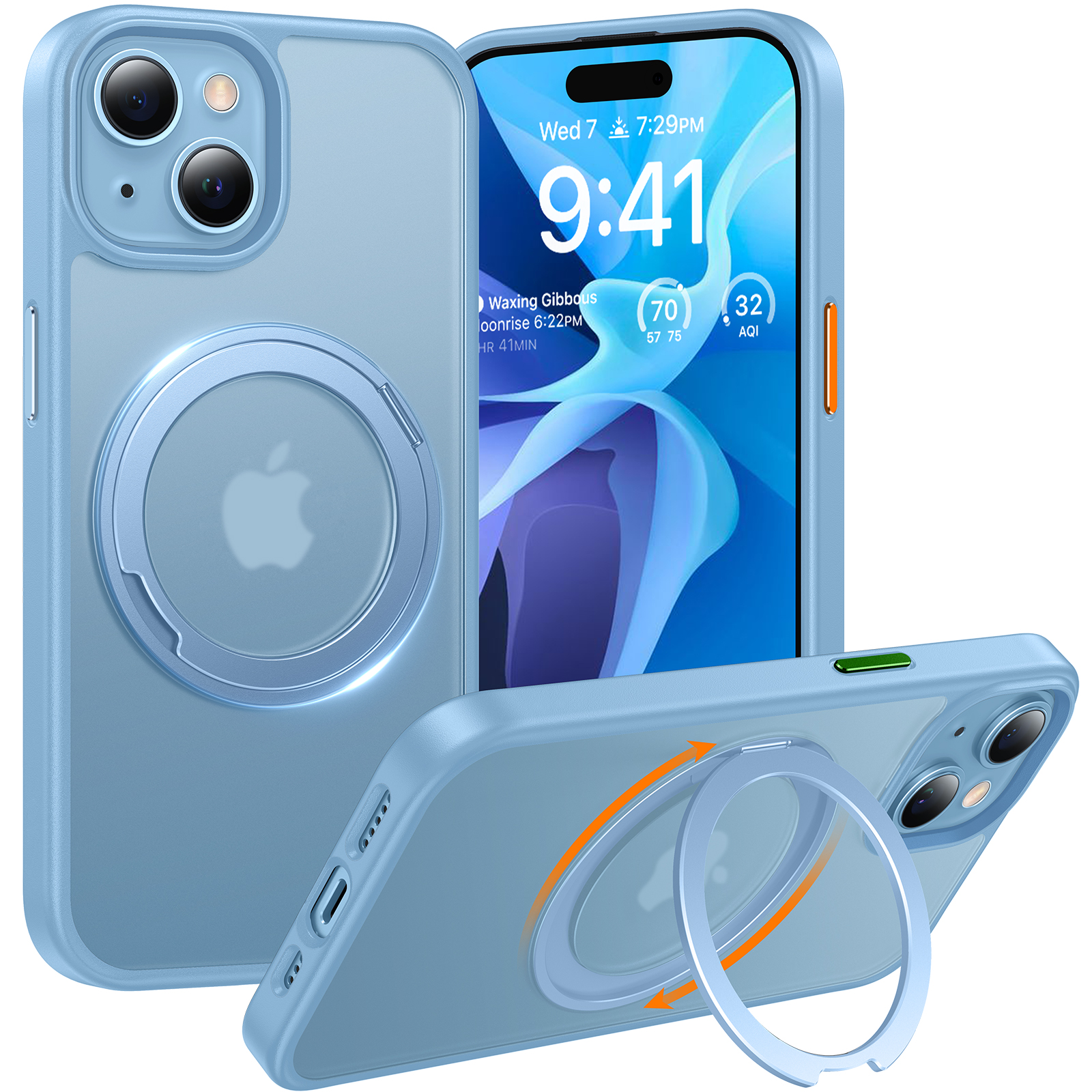 TORRAS - UPRO Ostand Pro Case for iPhone 15 [ Light Blue]