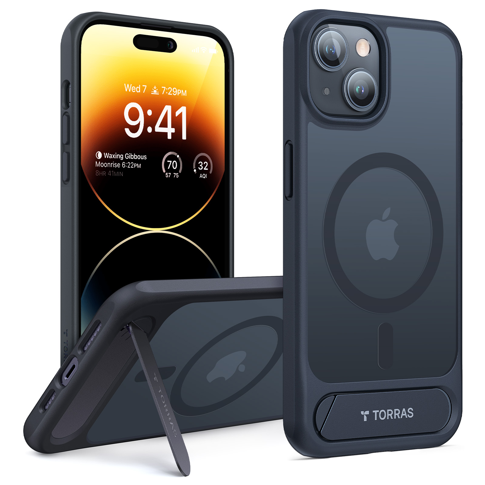 TORRAS - UPRO Pstand Case for iPhone 15 [ Black]
