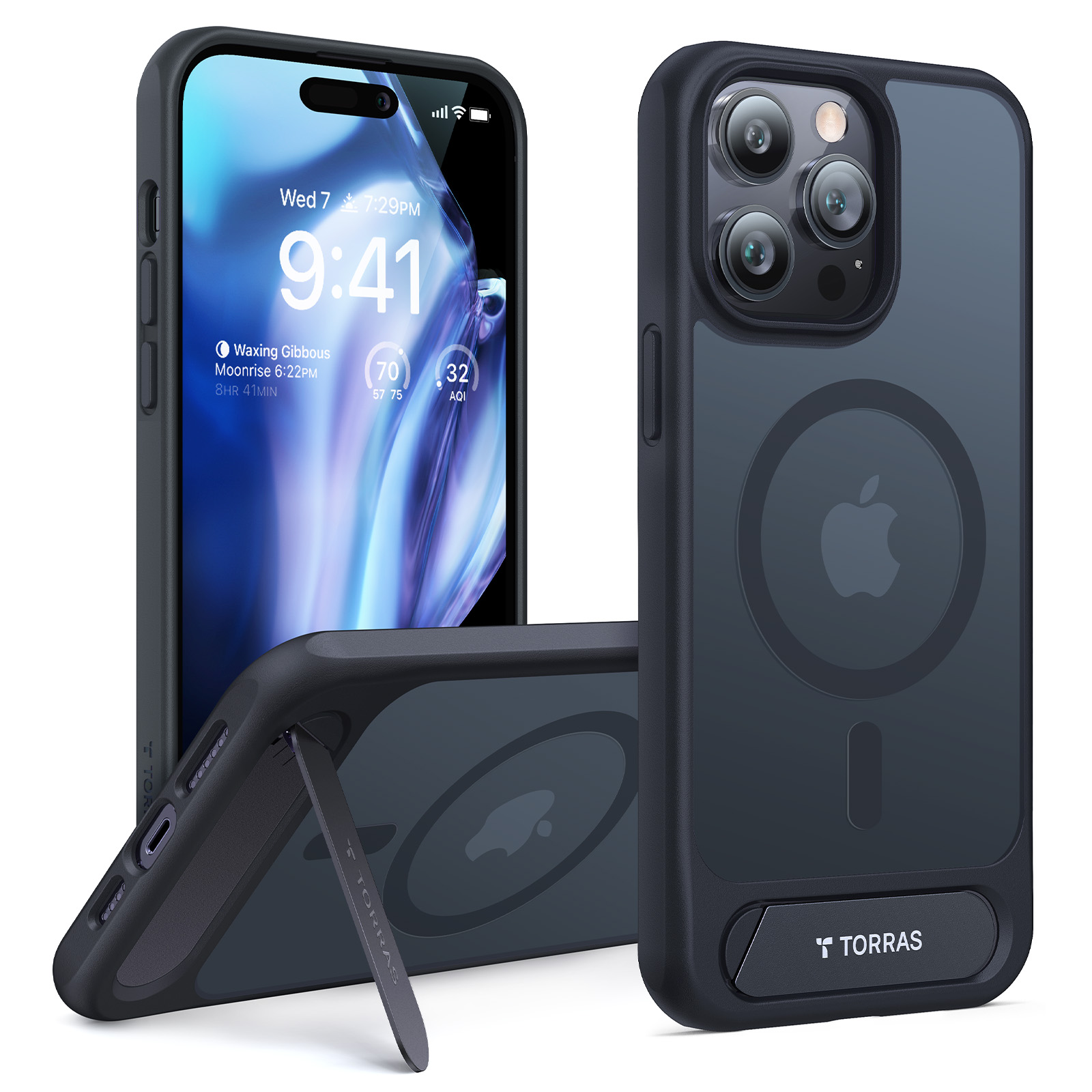 Torras - UPRO Pstand Case for iPhone 14 Pro [ Black ]